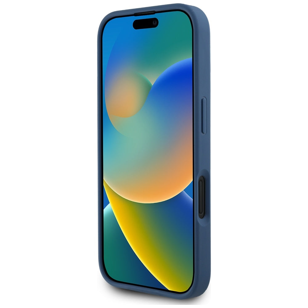 Ovitek za Apple iPhone 16, Guess, 4G Grained Roses Big Logo, Modra