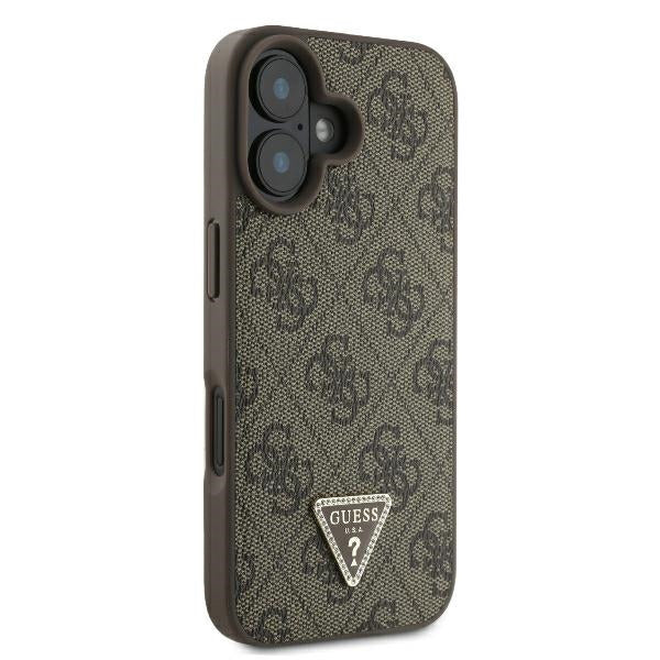 Case for Apple iPhone 16, Guess, 4G Triangle Strass, Brown