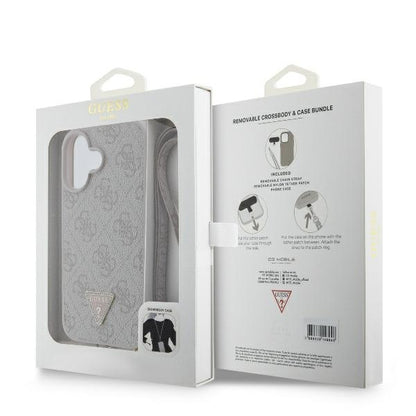 Ovitek za Apple iPhone 16, Guess, Crossbody 4G Triangle Strass, Modra