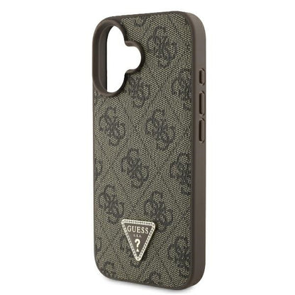 Ovitek za Apple iPhone 16, Guess, Crossbody 4G Triangle Strass, rjava