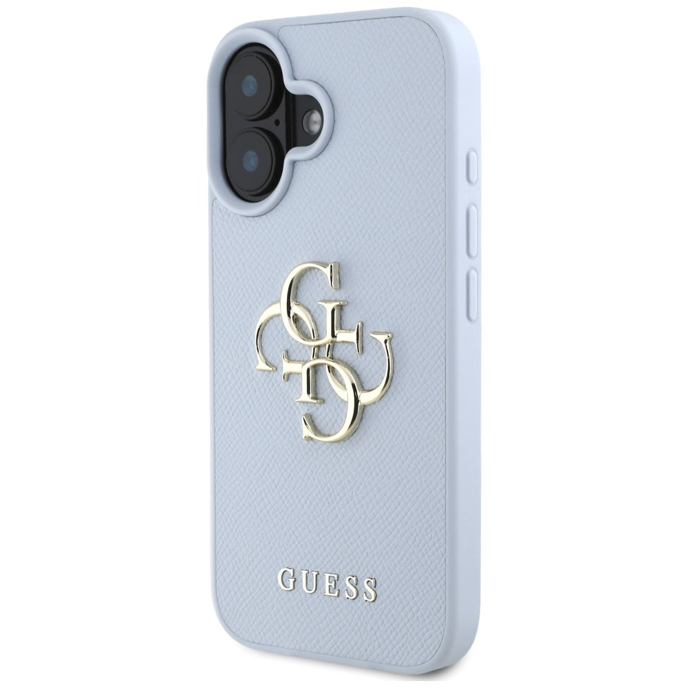 Ovitek za Apple iPhone 16, Guess, Grained Big 4G Logo Small Classic Logo, Modra