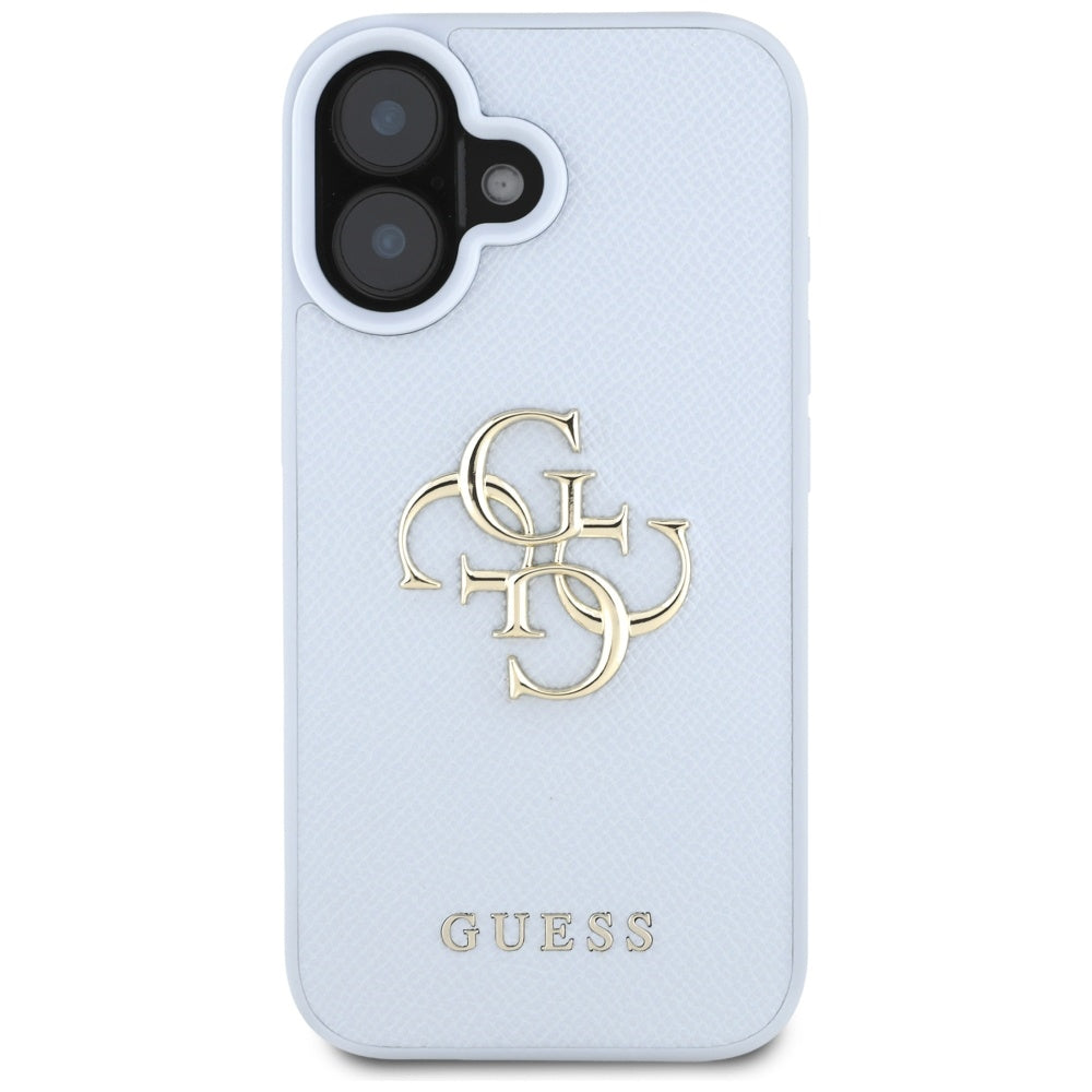 Ovitek za Apple iPhone 16, Guess, Grained Big 4G Logo Small Classic Logo, Modra