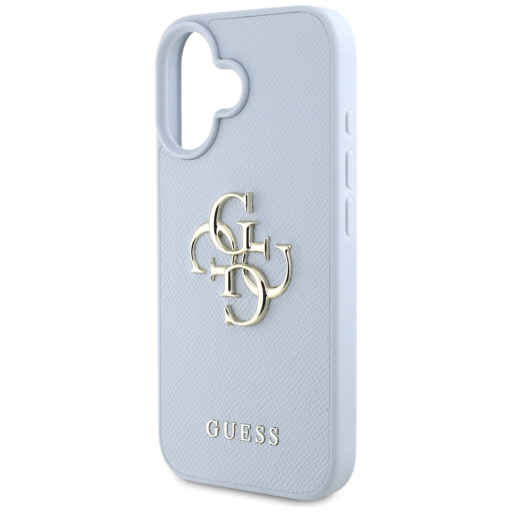 Ovitek za Apple iPhone 16, Guess, Grained Big 4G Logo Small Classic Logo, Modra