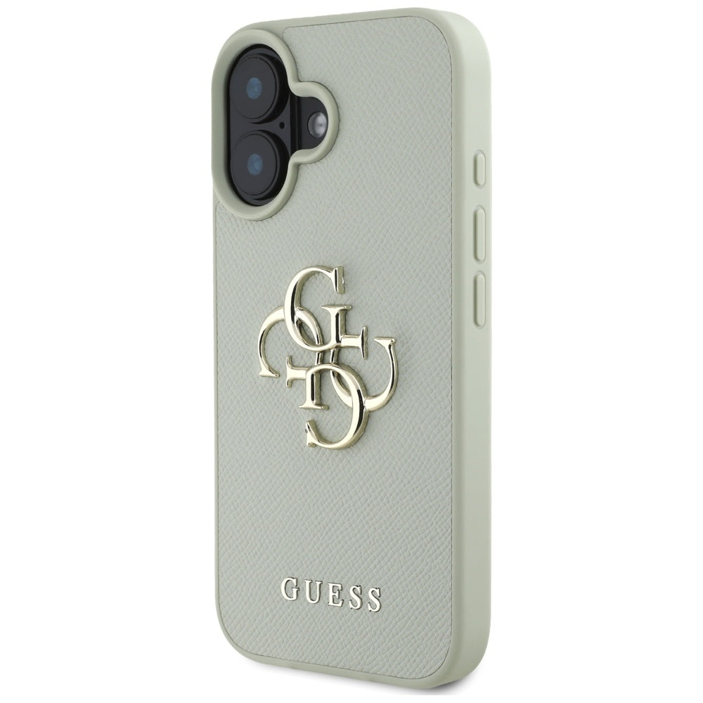 Ovitek za Apple iPhone 16, Guess, Grained Big 4G Logo Small Classic Logo, Zelen