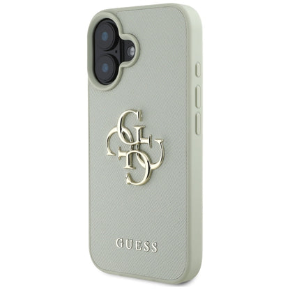 Ovitek za Apple iPhone 16, Guess, Grained Big 4G Logo Small Classic Logo, Zelen