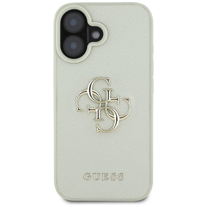 Ovitek za Apple iPhone 16, Guess, Grained Big 4G Logo Small Classic Logo, Zelen
