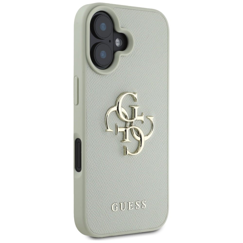 Ovitek za Apple iPhone 16, Guess, Grained Big 4G Logo Small Classic Logo, Zelen