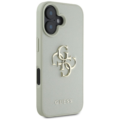 Ovitek za Apple iPhone 16, Guess, Grained Big 4G Logo Small Classic Logo, Zelen