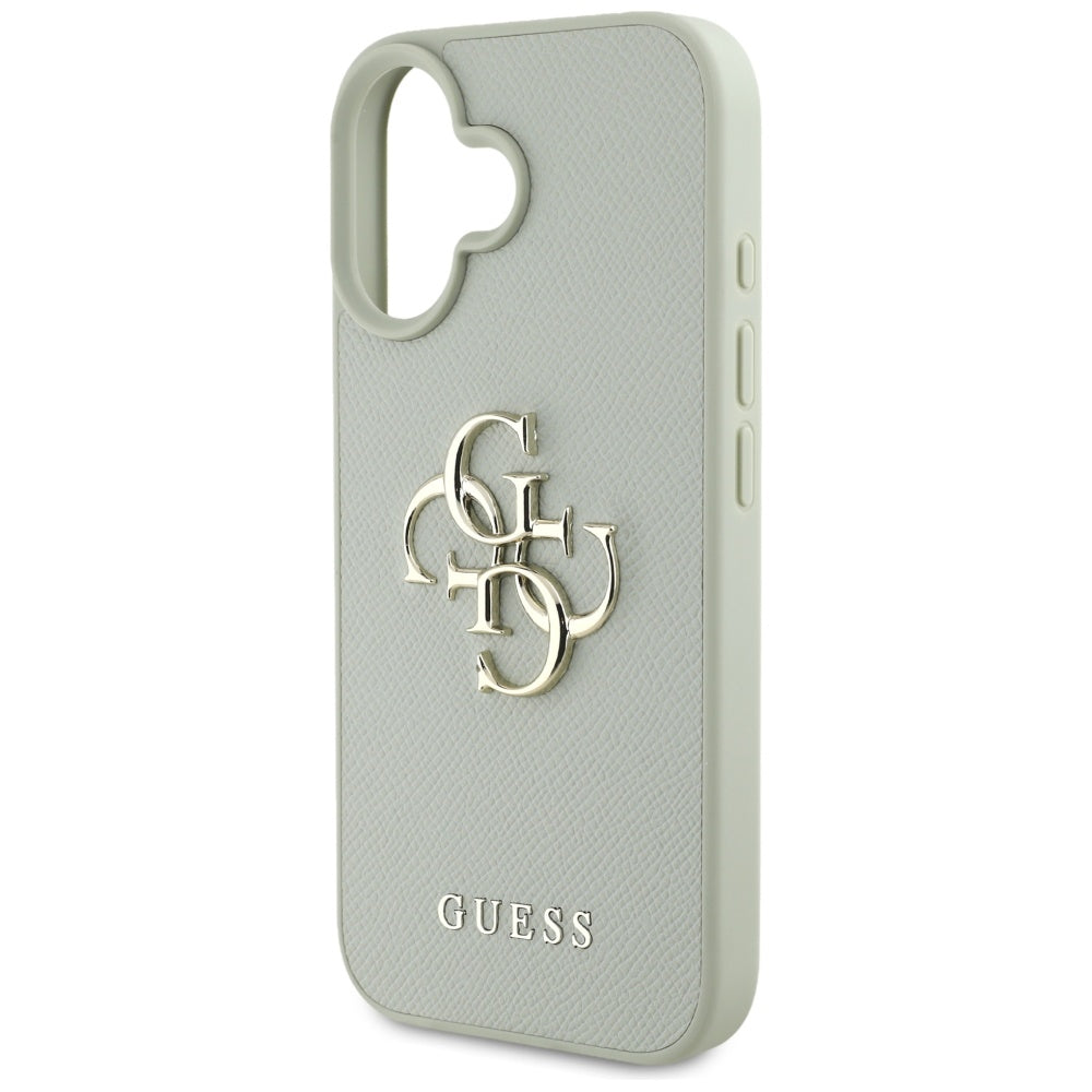 Ovitek za Apple iPhone 16, Guess, Grained Big 4G Logo Small Classic Logo, Zelen
