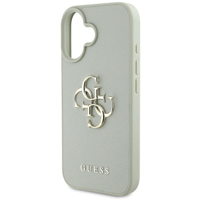 Ovitek za Apple iPhone 16, Guess, Grained Big 4G Logo Small Classic Logo, Zelen