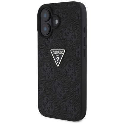 Ovitek za Apple iPhone 16, Guess, Hot Stamp 4G Pattern Triangle Logo, črn