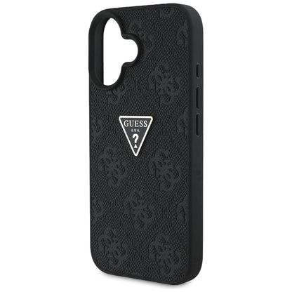 Ovitek za Apple iPhone 16, Guess, Hot Stamp 4G Pattern Triangle Logo, črn