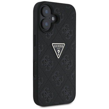 Ovitek za Apple iPhone 16, Guess, Hot Stamp 4G Pattern Triangle Logo, črn