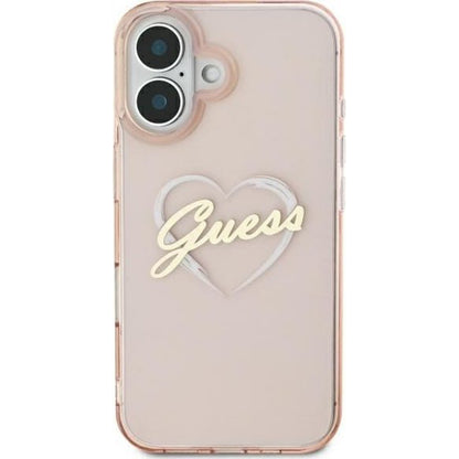 Ovitek za Apple iPhone 16, Guess, IML Heart, Roza