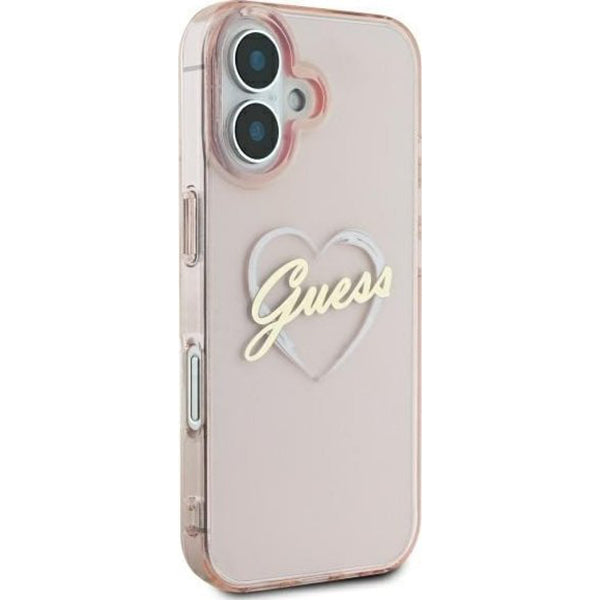 Ovitek za Apple iPhone 16, Guess, IML Heart, Roza
