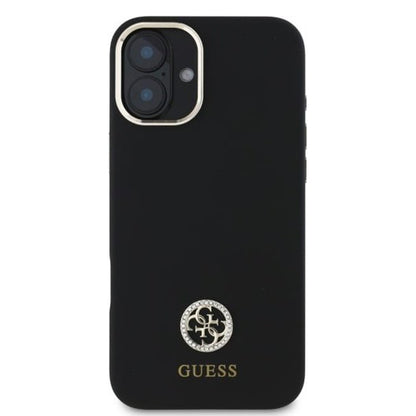Ovitek za Apple iPhone 16, Guess, Logo Strass 4G, Črn