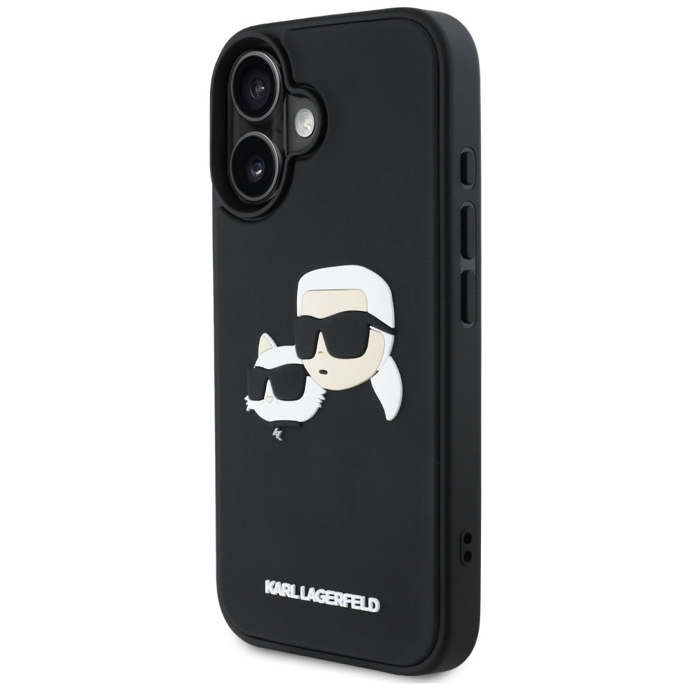 Case for Apple iPhone 16, Karl Lagerfeld, 3D Rubber Karl & Choupette, Black