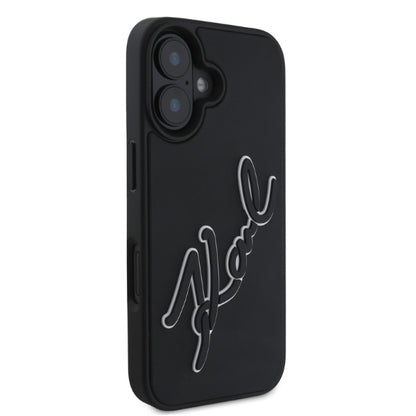 Ovitek za Apple iPhone 16, Karl Lagerfeld, 3D Rubber Signature, črn