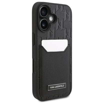 Case for Apple iPhone 16, Karl Lagerfeld, Cardslots Monogram, Black