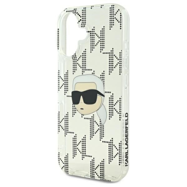 Ovitek za Apple iPhone 16, Karl Lagerfeld, IML Luxury Electroplated Karl's Head, Prozoren