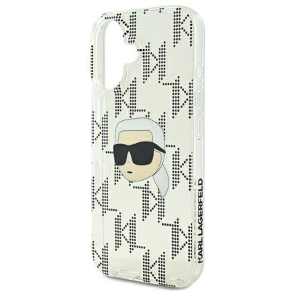 Ovitek za Apple iPhone 16, Karl Lagerfeld, IML Luxury Electroplated Karl's Head, Prozoren