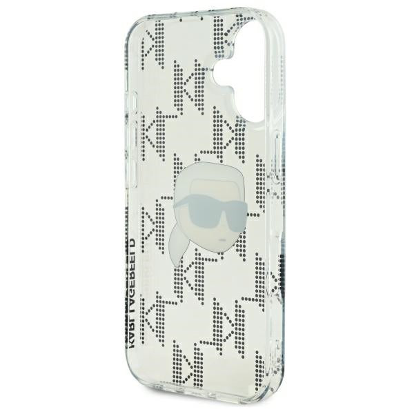 Ovitek za Apple iPhone 16, Karl Lagerfeld, IML Luxury Electroplated Karl's Head, Prozoren