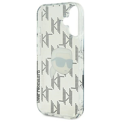 Ovitek za Apple iPhone 16, Karl Lagerfeld, IML Luxury Electroplated Karl's Head, Prozoren
