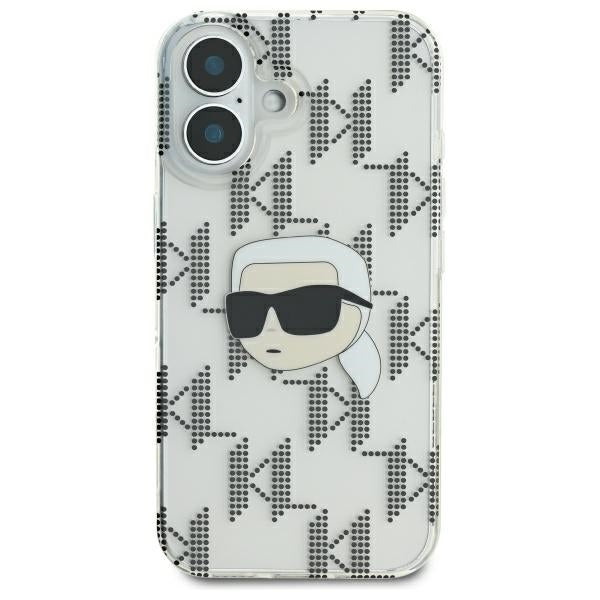 Ovitek za Apple iPhone 16, Karl Lagerfeld, IML Luxury Electroplated Karl's Head, Prozoren