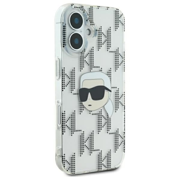 Ovitek za Apple iPhone 16, Karl Lagerfeld, IML Luxury Electroplated Karl's Head, Prozoren