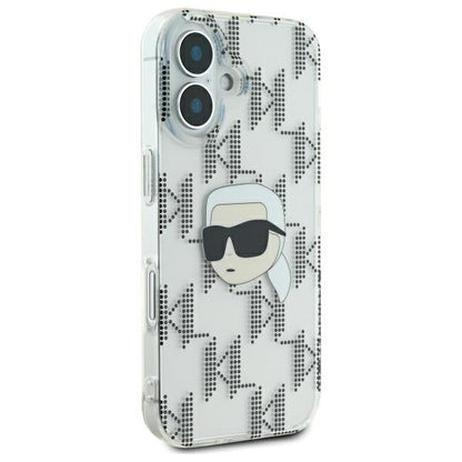 Ovitek za Apple iPhone 16, Karl Lagerfeld, IML Luxury Electroplated Karl's Head, Prozoren