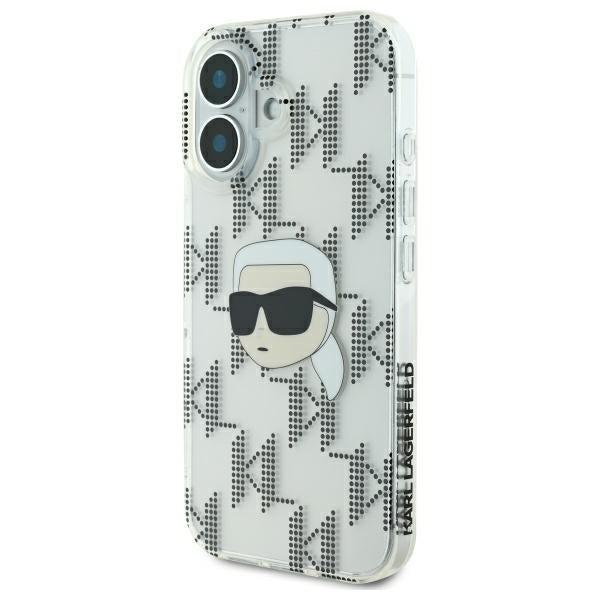 Ovitek za Apple iPhone 16, Karl Lagerfeld, IML Luxury Electroplated Karl's Head, Prozoren