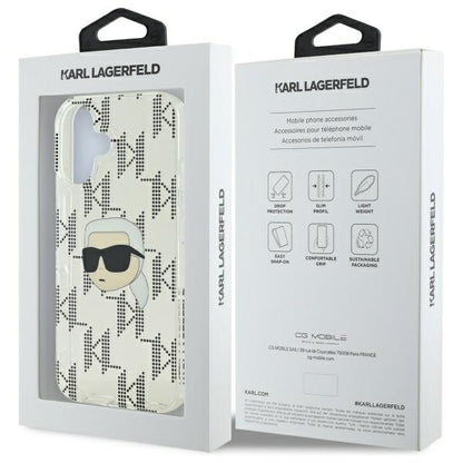Ovitek za Apple iPhone 16, Karl Lagerfeld, IML Luxury Electroplated Karl's Head, Prozoren
