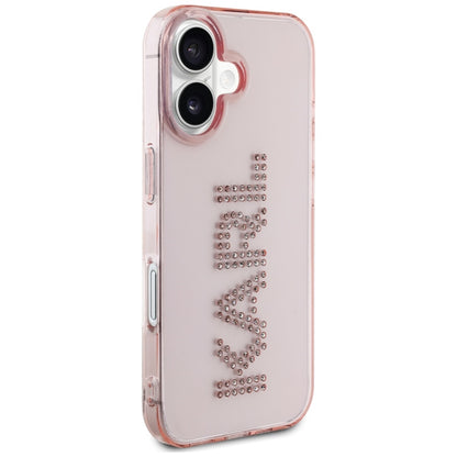 Ovitek za Apple iPhone 16, Karl Lagerfeld, IML Rhinestones Pink Logo, Roza