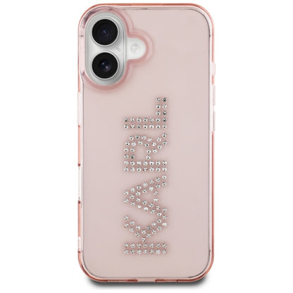 Ovitek za Apple iPhone 16, Karl Lagerfeld, IML Rhinestones Pink Logo, Roza