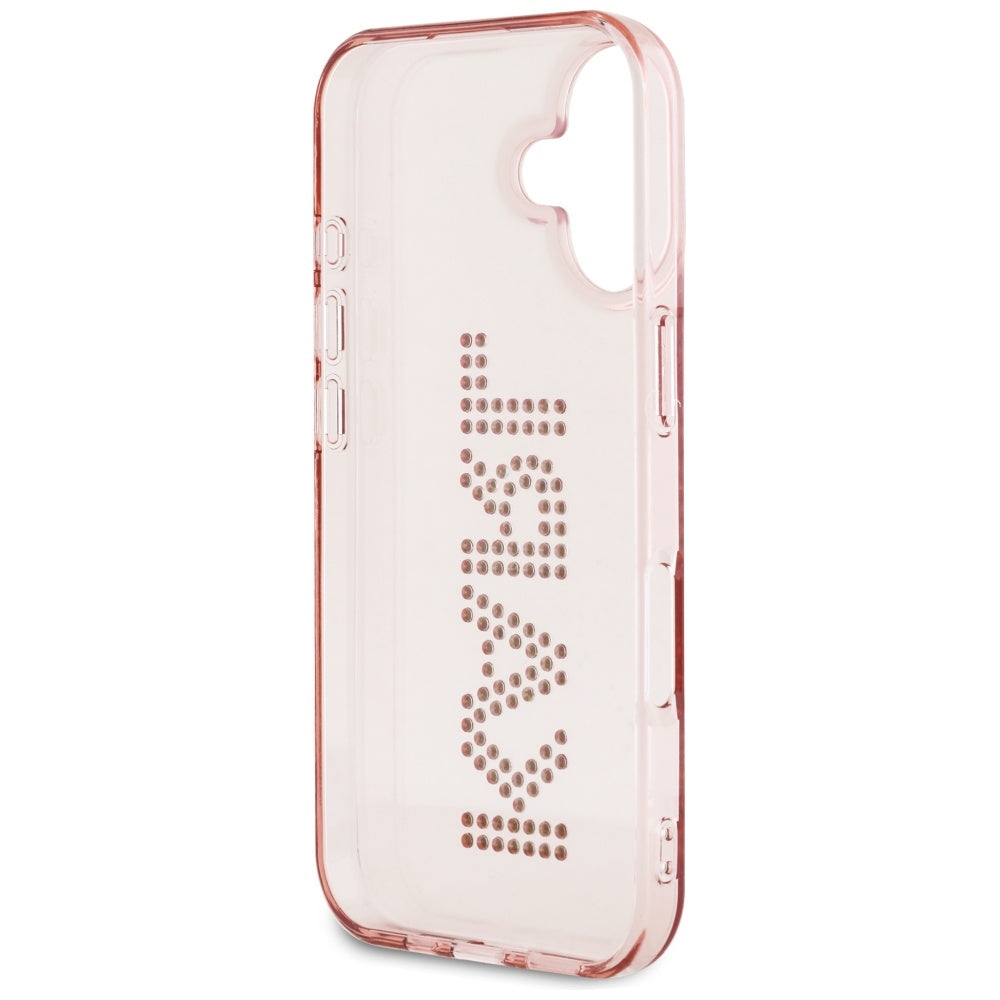 Ovitek za Apple iPhone 16, Karl Lagerfeld, IML Rhinestones Pink Logo, Roza