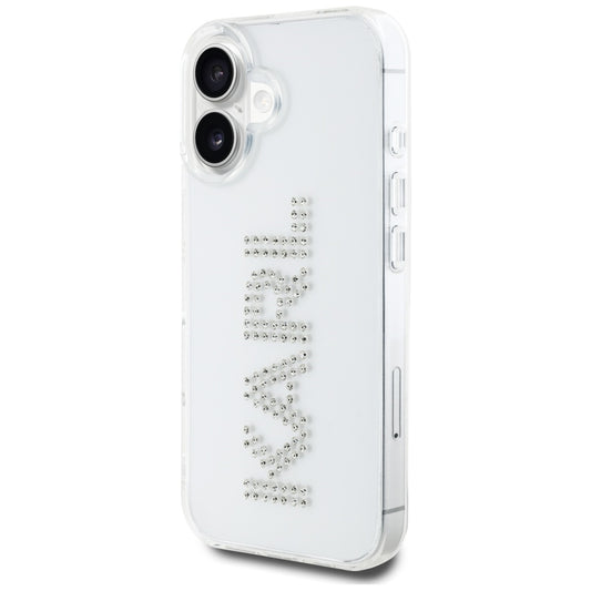 Ovitek za Apple iPhone 16, Karl Lagerfeld, IML Rhinestones Transparent Logo, Prozoren