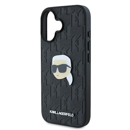 Ovitek za Apple iPhone 16, Karl Lagerfeld, Monogram Karl's Head, Črn