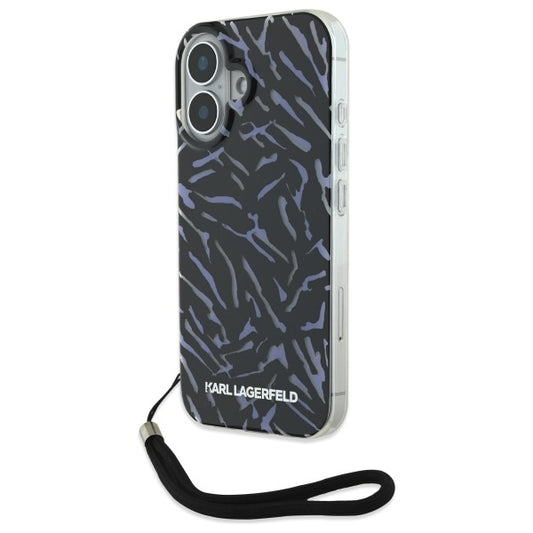 Ovitek za Apple iPhone 16, Karl Lagerfeld, Zebra with Cord Strap, Vijolična