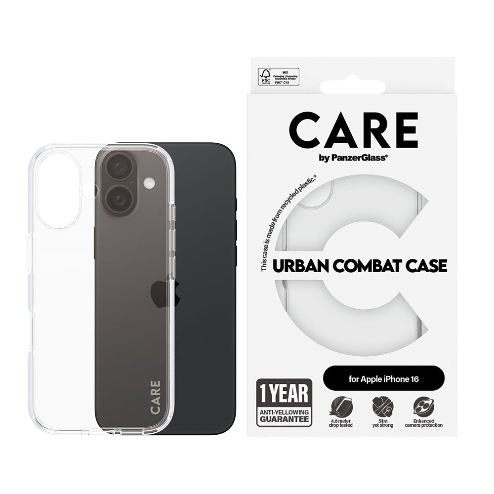 Ovitek za Apple iPhone 16, PanzerGlass, Care Urban Combat, Prozoren