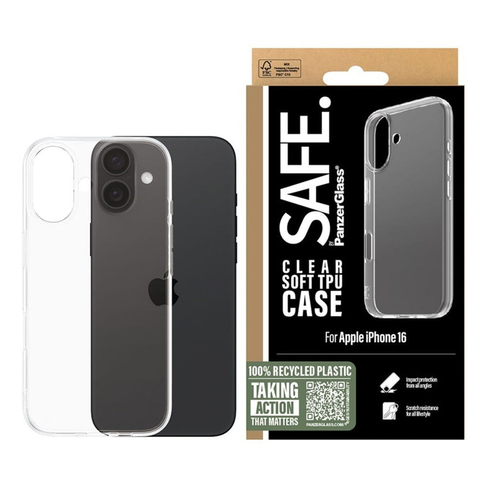 Ovitek za Apple iPhone 16, PanzerGlass, Safe., Prozoren