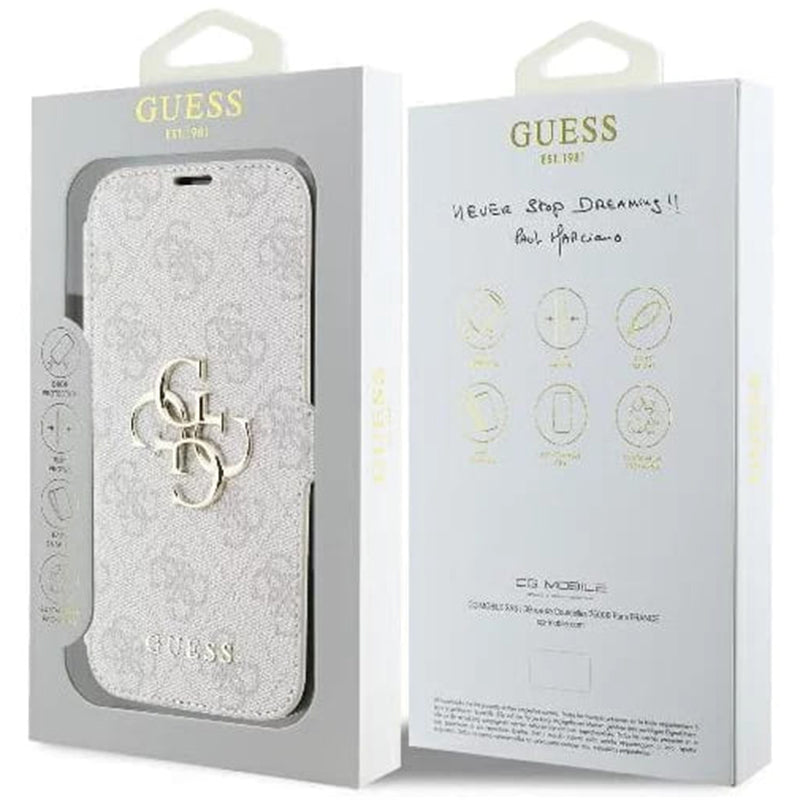 Ovitek za Apple iPhone 16 Plus, Guess, 4G Book, Roza