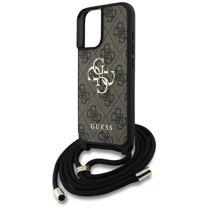 Ovitek za Apple iPhone 16 Plus, Guess, 4G CBDY Big Logo with Cord Strap, rjava