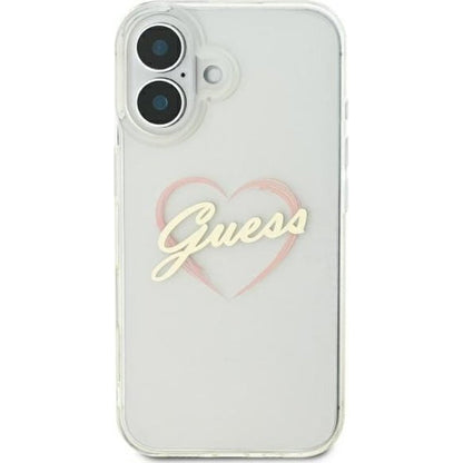 Ovitek za Apple iPhone 16 Plus, Guess, IML Heart, Prozoren
