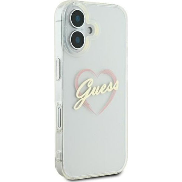 Ovitek za Apple iPhone 16 Plus, Guess, IML Heart, Prozoren