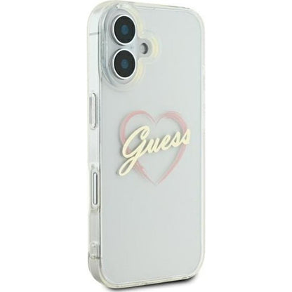 Ovitek za Apple iPhone 16 Plus, Guess, IML Heart, Prozoren