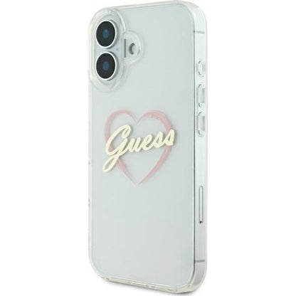 Ovitek za Apple iPhone 16 Plus, Guess, IML Heart, Prozoren