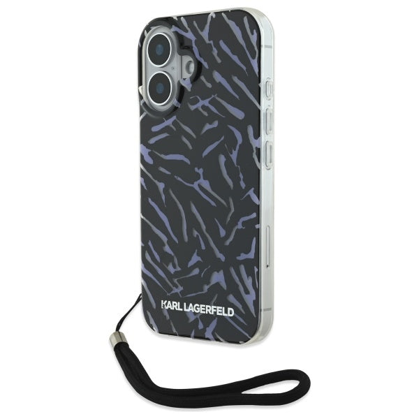 Ovitek za Apple iPhone 16 Plus, Karl Lagerfeld, Zebra with Cord Strap, Vijolična