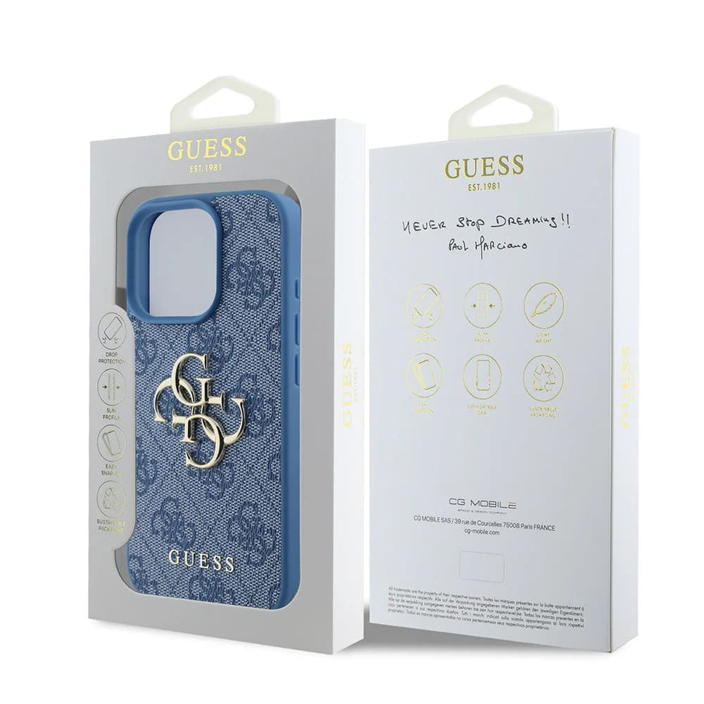 Ovitek za Apple iPhone 16 Pro, Guess, 4G Big Logo, Modra