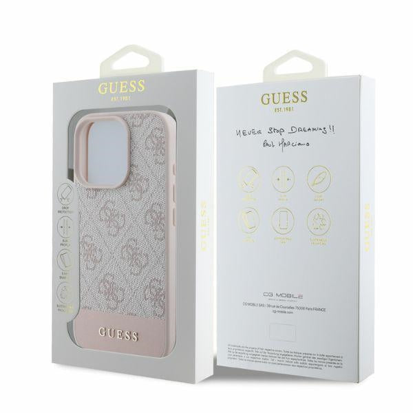 Ovitek za Apple iPhone 16 Pro, Guess, 4G Bottom Stripe, Roza