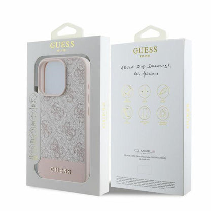 Ovitek za Apple iPhone 16 Pro, Guess, 4G Bottom Stripe, Roza